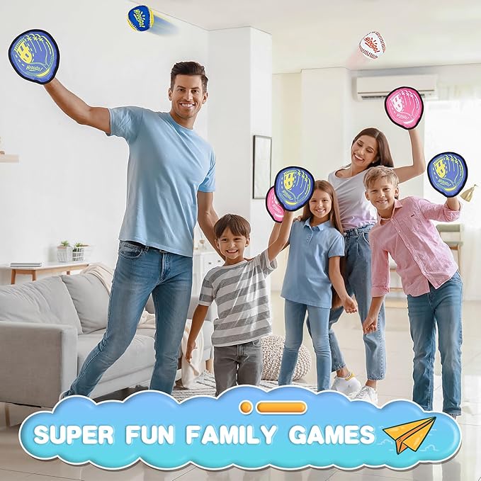 Toss and Catch Game Set Classical Outdoor Toys for Kids at The Beach, Yard, or Park Outside Games 4 Paddles 4 Balls Family Games for Kids and Adults Easter Toys Gifts