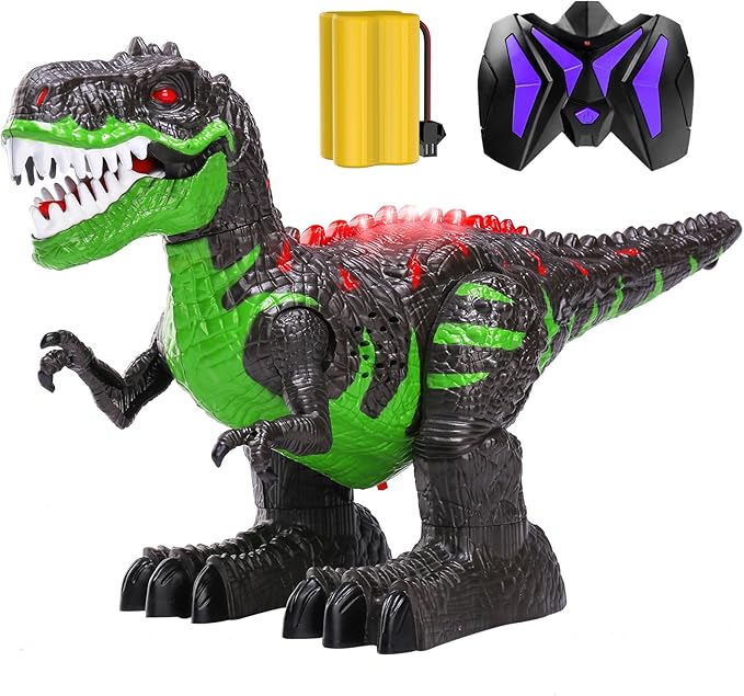 TEMI Remote Control Dinosaur Toys for Boys 3 4 5 6 7 8 Years, Electrical Stunt RC Walking Dinosaur Toy with Light and Sound, Rechargeable Battery, 360° Rotating, Birthday Toys for Kids