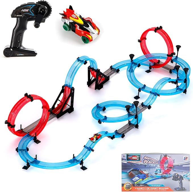 Remote Control Rail car Magnetic DIY Versatile Assembly Slot Cars Children's Competitive Race Track Toys STEM Parent-Child Boys and Girls Gifts (Deluxe Bike Version)