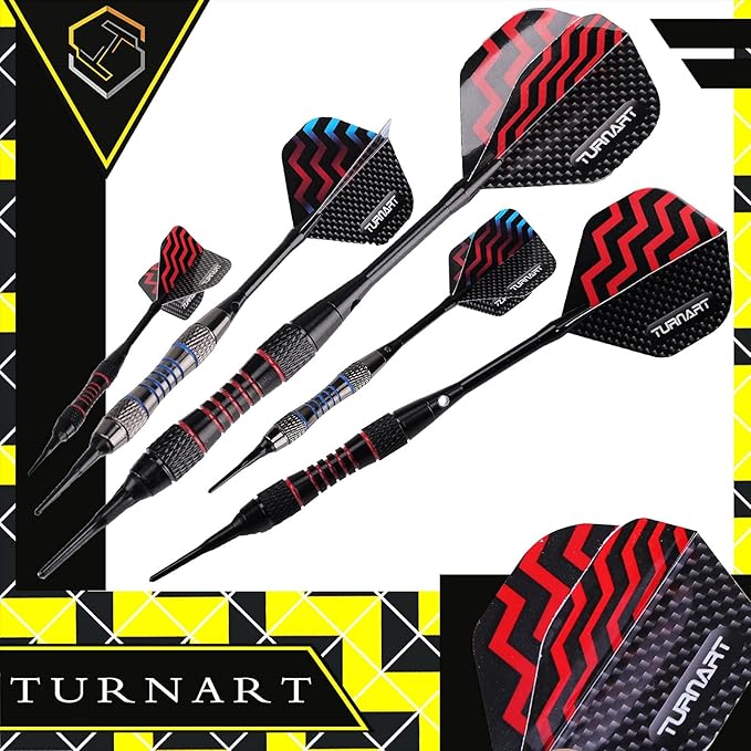 Turnart Electronic Dart Board - Dart Board Electronic Scoreboard for 16 Players - 6 Darts Plastic Tips 50 Soft Tips LED Display Power Adapter Throw Line
