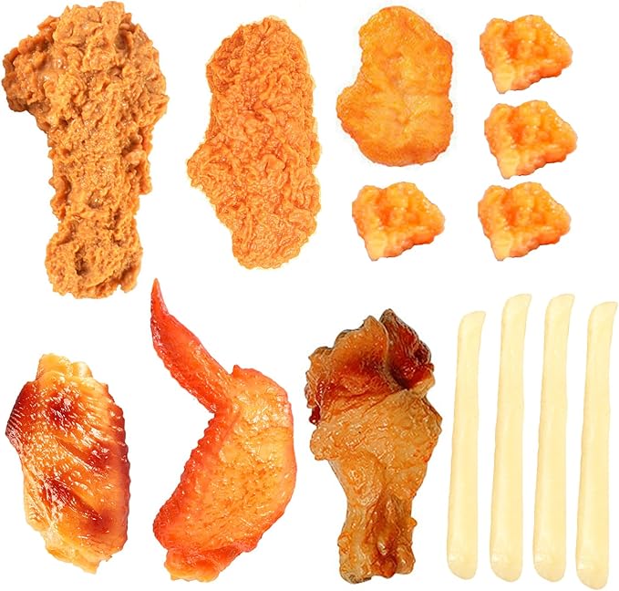 Kids Kitchen Play Food Set,Fake Fried Chicken Legs,Simulated Chicken Wings,Children Kitchen Toy Decoration,Restaurant Window Display Props,Fake Fried Chicken Food Model Set
