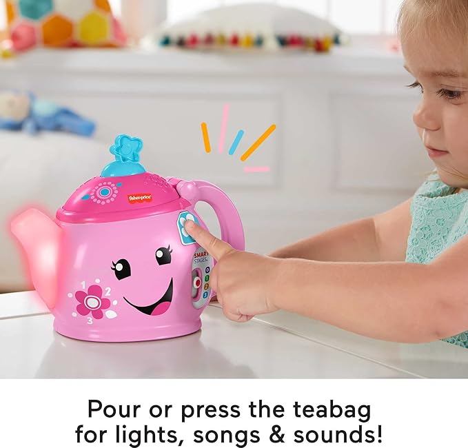 Fisher-Price Toddler Toy Laugh & Learn Sweet Manners Tea Set with Music & Lights for Educational Pretend Play Kids Ages 18+ Months
