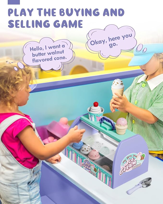 Lehoo Castle Ice Cream Toys for Toddlers 3-5, Toys for 3 4 Year Old Girls, Play Ice Cream Counter Shop Playset for Kids, Gift for Girls Boys 3 4 5 6 Year Old