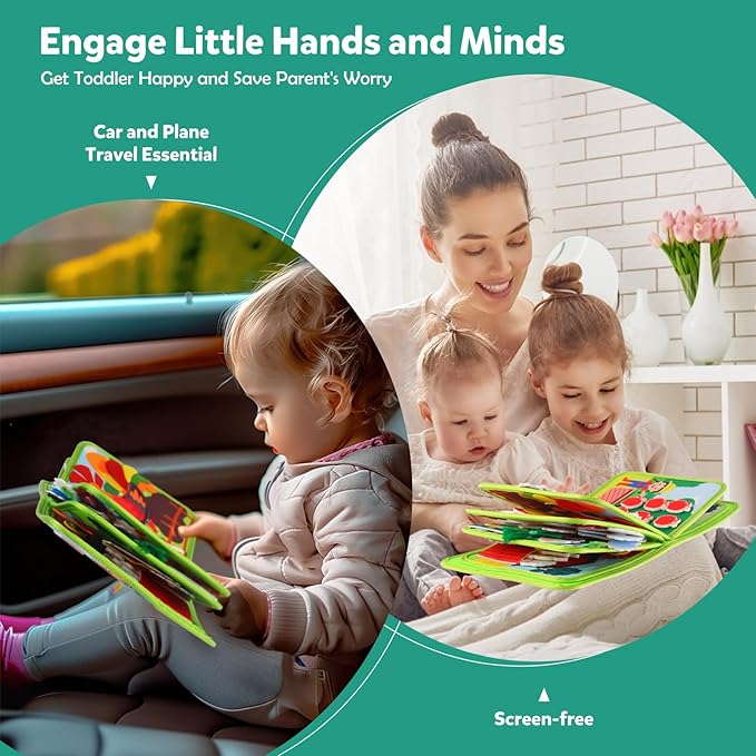 Busy Book for Toddlers 1-3 - Montessori Toys Busy Board for 1 Year Old Boy Girl Toys Educational Quiet Activity Books Learning Board Todder Airplane Travel Toy Birthday Gift - Farm Animals