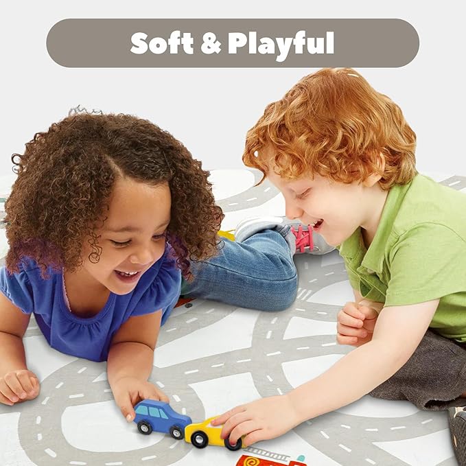 LIVEBOX Grey Car Rug for Playroom, 5'X7' Kids Play Mat for Boys and Girls, Large Road Traffice Rugs for Nursery, Washable Kids Rug Non-Slip Toy Car Mat for Bedroom Toddler Room