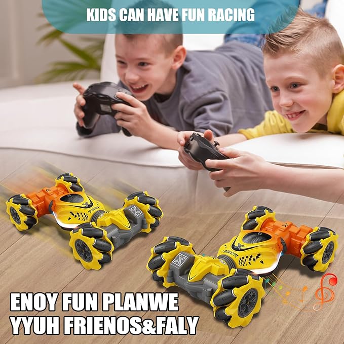 RC Stunt Car, 2.4Ghz Remote Control Sensor 4WD Offroad Car, High Speed Drift 360° Rotating Twist Toy Car with Music Lights, Ages 6-13 Boys Girls Birthday