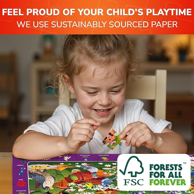 QUOKKA Puzzles for Kids Ages 6-8 - Toddler Puzzles Ages 4-6 - 4-Pack 60 Piece Search and Find Animals and Bugs Jigsaw Puzzle 5-8 - Learning Toys for 3 Year Old Boys and Girls - Educational Games Gift