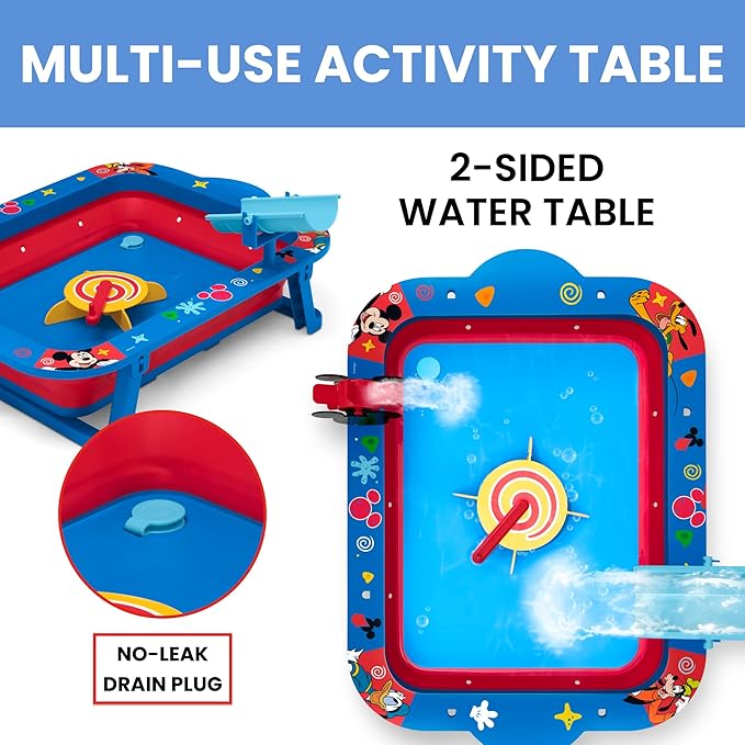 Delta Children Disney Mickey Mouse Water Activity Table - Collapsible & Portable - Ideal for Travel - Outdoor Kids Water Sensory Table, Blue