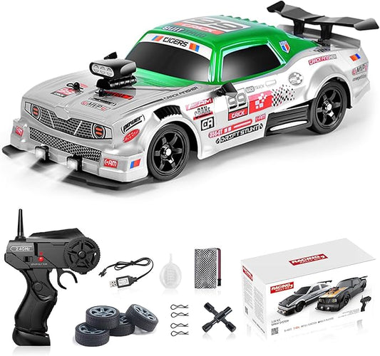 YUZ RC Drift Car Remote Control Car 1:16 2.4GHz 4WD 18KM/H High Speed RC Car with LED Lights Spray Racing Toy Car Rechargeable Batteries for Adults Boys Girls Kids Birthday Gift