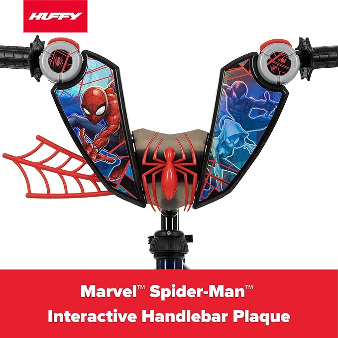 Huffy Disney and Marvel 12/16 Inch Boy's Bike for Kids, Multiple Color Options and Designs Available, Ideal for Ages 3+ Years Old, Removable Training Wheels, Adjustable Seat, Simple Coaster Brake