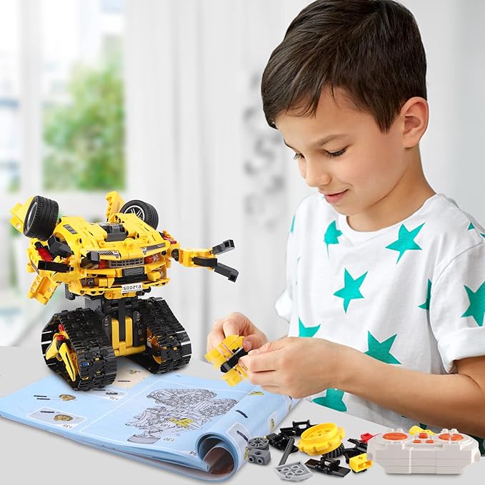 2-in-1 Build a Robot Kit,901 Pieces Remote & APP Controlled Robot or Race Car,Robotic Building Blocks Toys STEM Projects for Kids Ages 8 9 10 11 12 13 14,Chirstmas Birthday Gift for Boys