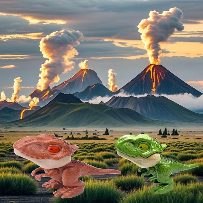 Biting Finger Dinosaur Toys Magnetic Tiles - Magnet Building Blocks Toddler Dinosaur World Creative Games Kids Magnetic Set Castle Tiles Educational STEM Toys（2）