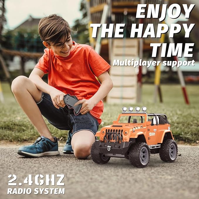 Remote Control Car for Kids - 2.4GHz Fast RC Car with LED Lights, 1:18 Scale Offroad Buggy, 20 KM/H Speed, 35-Min Playtime, Rechargeable Battery, Gift for Boys & Girls Ages 6-12