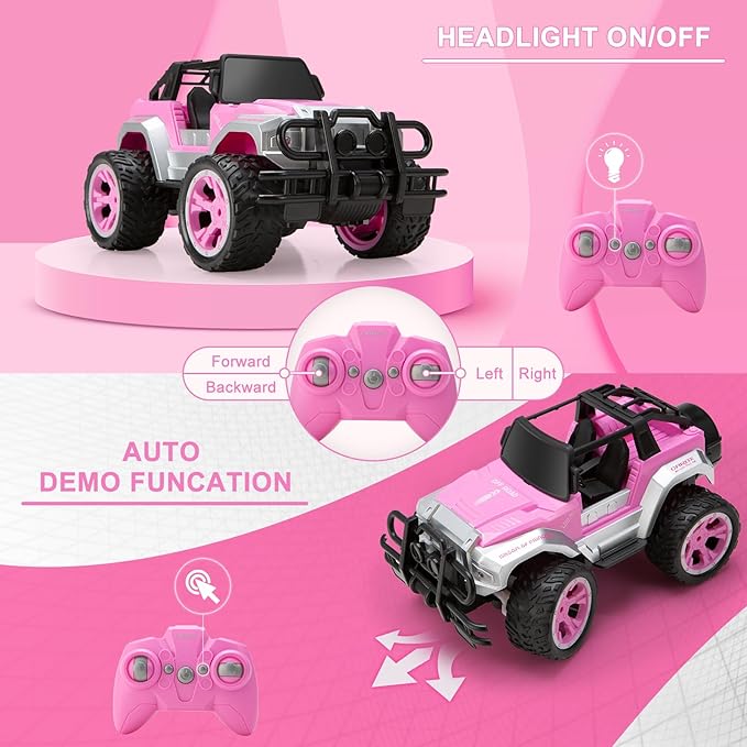 Remote Control Car for Girls, Pink RC Car with Doll and Sticker for Ages 6-10 Years Old Girls, 80 mins with Rechargeable Battery, 1:16 Scale 2.4Ghz, ,OX11S Perfect Christmas Birthday Gifts for Grils