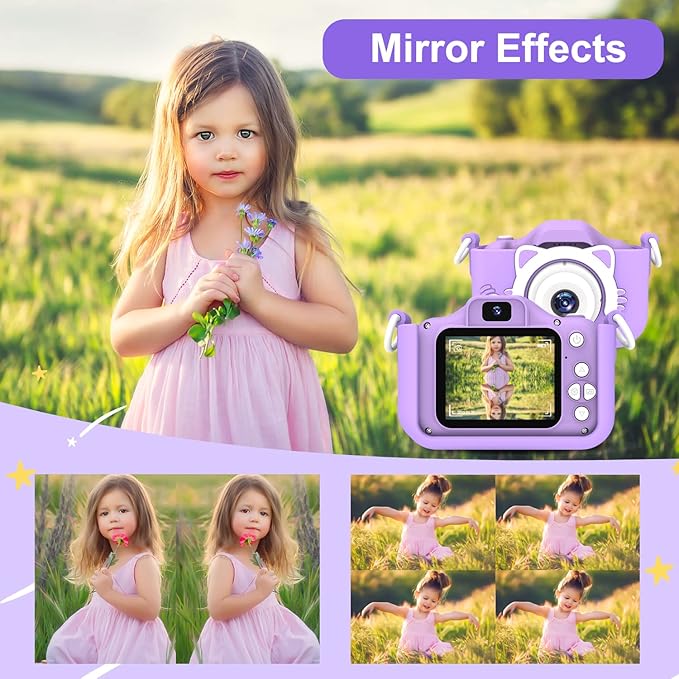 goopow Kids Selfie Camera, Christmas Birthday Gifts for Boys Age 3-9, HD Digital Video Cameras for Toddler, Portable Toy for 3 4 5 6 7 8 Year Old Boy&Girls with 32GB SD Card