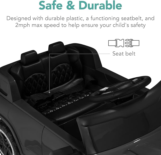 Best Choice Products Kids 6V Ride On Truck w/Parent Remote Control, 3 Speeds, LED Lights, Black