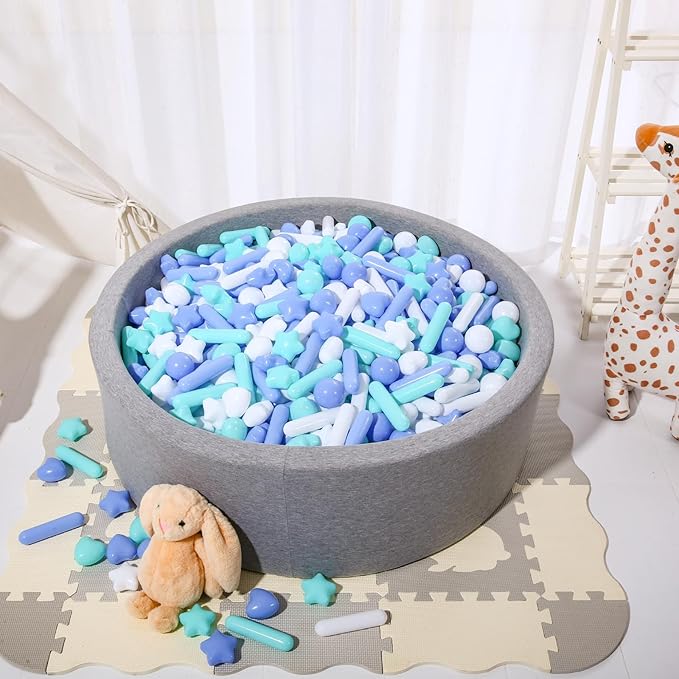 STARBOLO Ball Pit Balls for Toddlers - Macaron Ball Pit Balls Crush Proof Plastic Toy Balls for Toddlers Ball Pits, Ball Pit Play Tent, Baby Pool Water Toys,100pcs(Blue,Green,White)