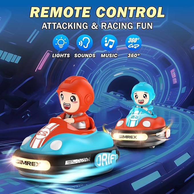 Remote Control Car for Boys and Girls, RC Bumper Car Toys with Light and Music, Rivals Battle Set for 2 Players, Gifts for Toddlers and Kids for 3 4 5 6 7 8 Years Olds