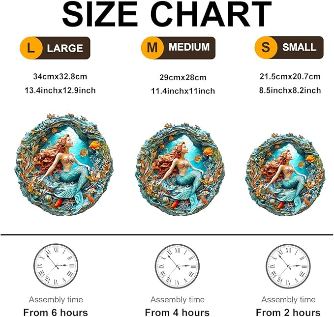 KAAYEE Wooden Puzzles for Adults, 200 Pieces Wooden Jigsaw Mermaid Puzzles for Adult Wood Puzzle Gifts for Children Teen Kids Home Decor Mermaid Puzzles(11.4 * 11.4in)