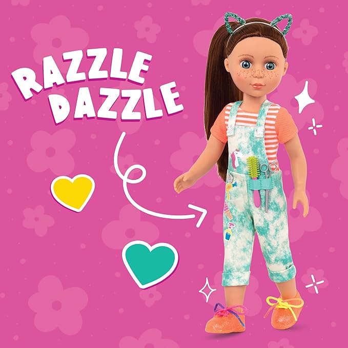 Glitter Girls – 14-inch Doll Style Bundle – 3 Fashion Outfits – Rainbow Jacket, Cat-Ears, Sweater Dress – Clothes & Accessories – GG Fashion Pack – 3 Years +