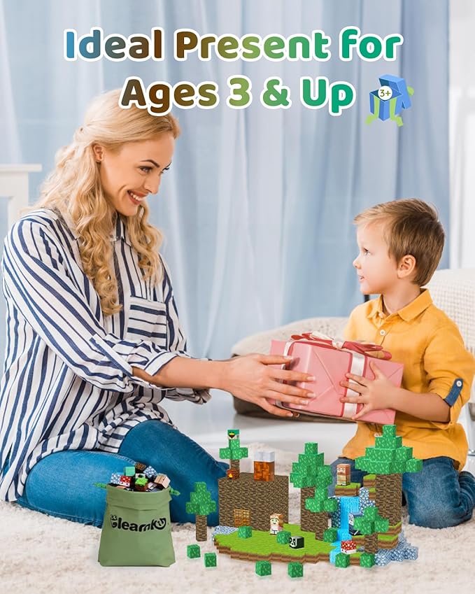 123PCS Magnetic Blocks - Forest Castle Theme Magnetic Blocks Building Toys, Toddler Magnet Toys STEM Building Game Sensory Gift for Kids Ages 3 4 5 6 7 8 9+ Boys Girls Birthday Gifts