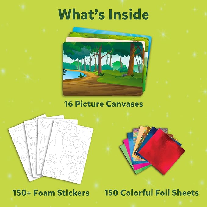 Skillmatics Foil Fun - Animals Mega Pack, No Mess Art for Kids, Craft Kits & Supplies, DIY Creative Activity, Travel Toys, Gifts for Boys & Girls Ages 4, 5, 6, 7, 8, 9, Travel Toys