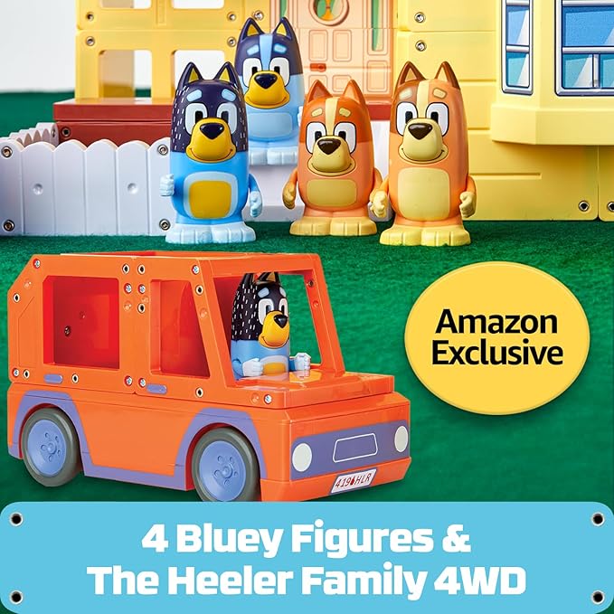 Tile Town Bluey Heeler Home Magnetic Tiles Playset – 46-Piece STEM Building Set, Includes Magnetic Bluey & Bingo Figures, Action Tiles, Creative Construction Toy for Kids Ages 3+ Amazon Exclusive