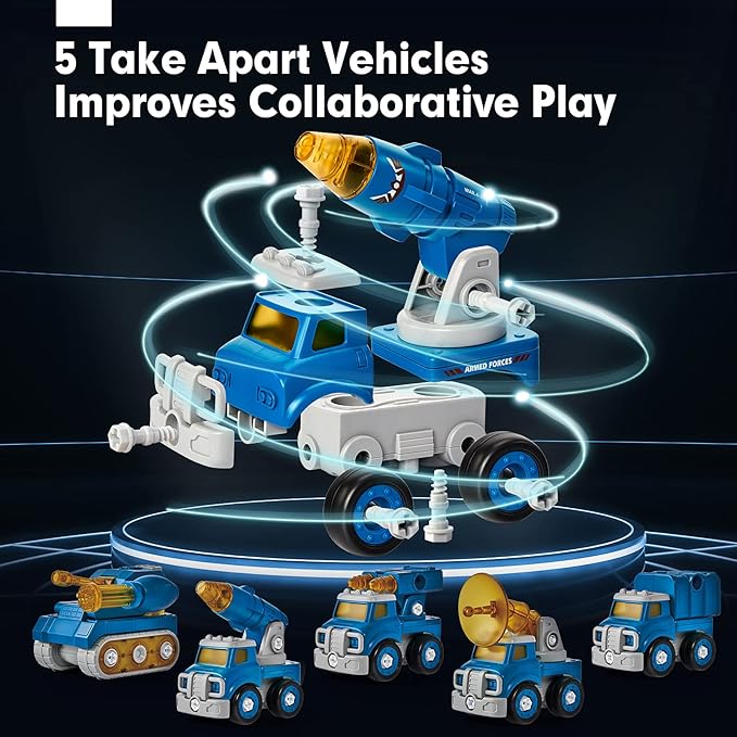 hahaland 5 Year Old Boy Birthday Gift - STEM Toys for Ages 5-7 - Toy for 5 Year Old - 5 in 1 Take Apart Trucks Transform to Robot - 6 Year Old Gifts Ideas - Boys Toys Age 4-6 Kids Construction Toys