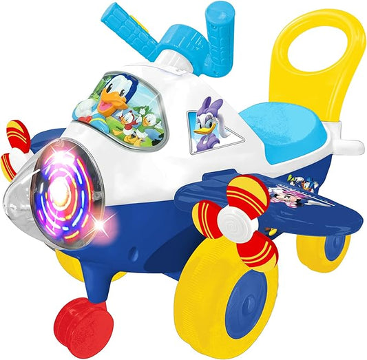 Kiddieland: Activity Plane: Donald Duck - Disney Light & Sound Foot-to-Floor Vehicle, Interactive Dashboard, Propellers, Parent Handle, Toddlers 12mo+