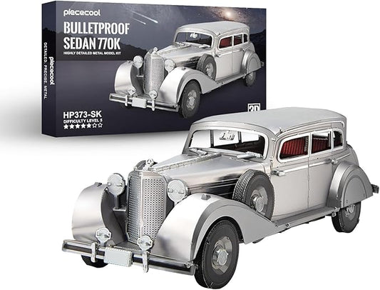 Piececool 3D Puzzles for Adults, Bulletproof Sedan 770k Metal Model Kits, Car Building Kit DIY Puzzle Set, Christams Gifts -154 Pcs