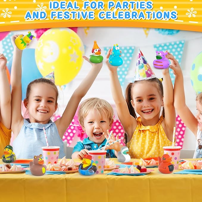 AOT 300 Pcs Multicolor Rubber Ducks, Jeep Ducks for Ducking, Mini Rubber Duckies for Toddler Kids Bath Toys, Pool Toys, Duck Gifts for Birthday Parties