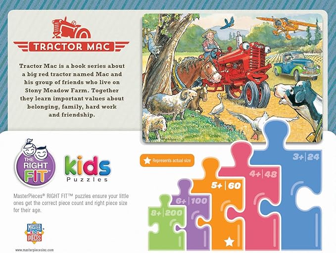 MasterPieces Licensed 60 Piece Vintage Jigsaw Puzzle for Kids - Tractor Mac Out for a Ride - 14"x19"