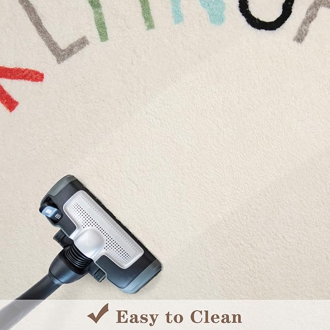 Topotdor Rainbow Round Kids Play Rug Alphabet Nursery Area Rug Extra Large Soft Crawling Play Mat for Children Toddlers Bedroom (63 inch, Multi Color)