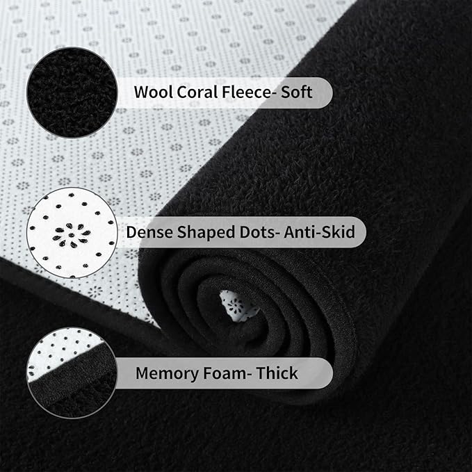 FlyDOIT Area Rugs for Bedroom Living Room, 7x10 Black Super Soft Comfy Thickened Memory-Foam Indoor Carpets, Modern Aesthetic Minimalist Carpet for Boys Girls Adults Apartment Nursery Home Décor