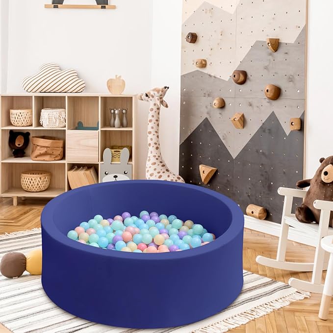 Baby Ball Pit 35.4" Soft Round Memory Foam Ball Pits NOT Included Balls Indoor Outdoor Playpen for Babies Toddlers Kids Great Gift for Girls Boys, Dark Blue