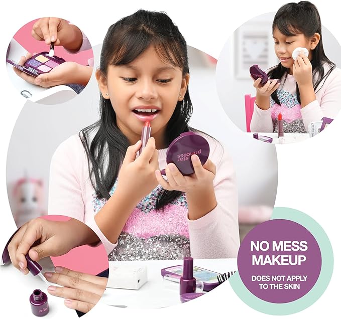 Little Girls Purse with Accessories and Pretend Makeup for Toddlers - My First Purse Set Includes Handbag, Phone, Wallet, Play Makeup and More Pretend Play Toys for Girl Age 3 +