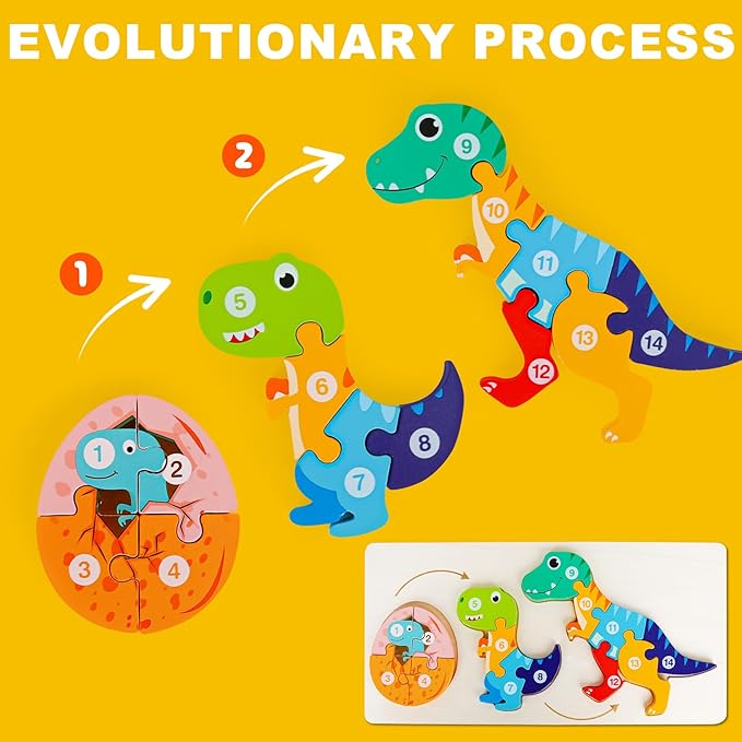 Wooden Puzzles for Toddlers 1-3,Montessori Education Learning Animal Evolution Growth Blocks Jigsaw Puzzle for Toddlers 2-4,Great Gifts for 2 Year Old Boy Girls(6 Pack)