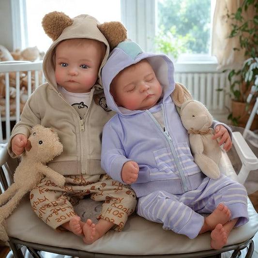 BABESIDE Reborn Baby Dolls Twins - 20 inch Soft Realistic-Newborn Twins Baby Dolls Lifelike Real Life Boy with Toy Gift for Kids Age 3+