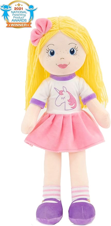 Soft Plush Baby Doll - 18 Inch Rag Dolls for Girls and Boys, Infants & Babies, My First Plush for 1 Year Old, Stuffed Doll - Eimmie