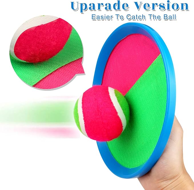 Toss and Catch Game Set, Outdoor Games with 4 Paddles 4 Balls and 1 Storage Bag, Great Outdoor Toys/Gifts for Kids, Classic Outdoor Games, Beach Games, Yard Games