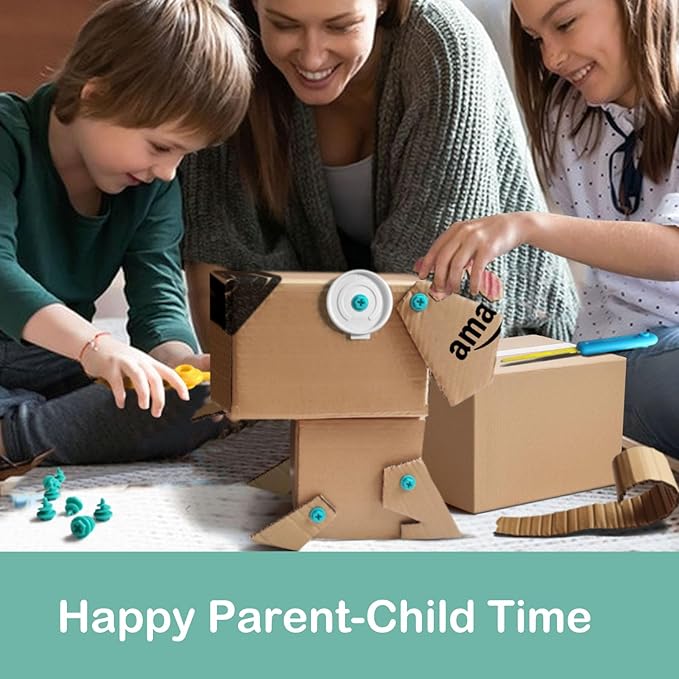 Cardboard Cutting Tools for Kids with Tool Box, 149 PCS Cardboard Construction Kit for Family & Team Activities, Creative STEM Educational Toys Gift for Boys and Girls Aged 5+