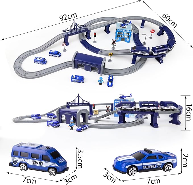 Wdmiya Train Set for Toddlers, 92 Pcs Train Toys for Kids Ages 2-8, Electric Trains Sets with Tracks (Magnetic Connection), Battery Operated Trains Birthday Gift for 2 3 4 5 6 7 8 Years Old