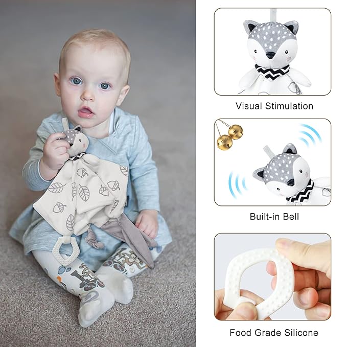 Baby Gift Set, Baby Shower Gifts Basket Newborn Blanket Baby Lovey Security Blanket, Funny Baby Bibs Socks & Greeting Card - Baby Gift Basket Newborn Shower Basket for Boys