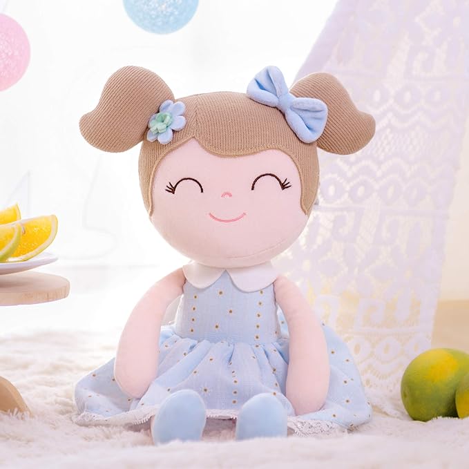 Gloveleya Baby Doll Girl Gifts Cloth Dolls Plush Toy Light Blue 16 Inches with Gift Box