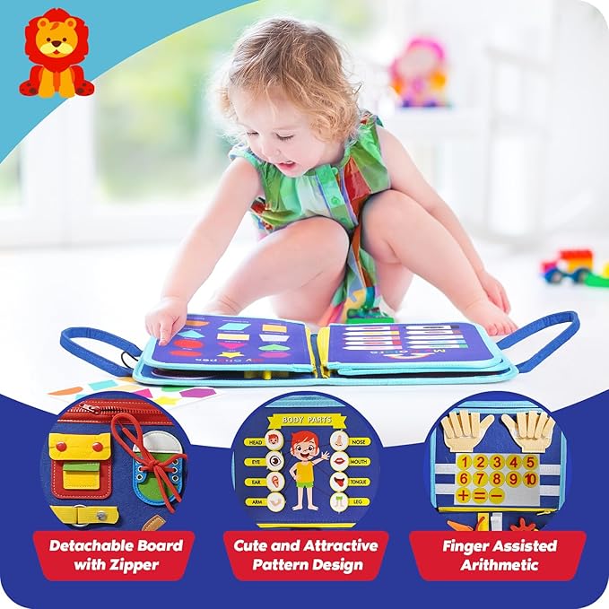 INKLAB Busy Board for 3 Year Old, Montessori Toys for 1-3 Year Old, Toddler Learning Toys Ages 2-4, 3 Year Old Boy Birthday Gift, Busy Board for Toddlers 3+