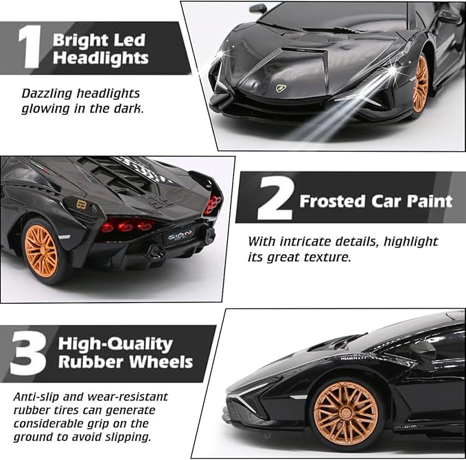 QUN XING Remote Control Car 1:24 Officially Licensed 2.4GHZ Rc Cars Lambo Sport Racing Toy Car for Kids Boys 4-7 Years Black