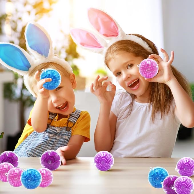 24 Pack 3D Puzzle Maze Ball Toys, Mini Puzzle Party Favors for Girls, Fidget Game Toys School Rewards & Classroom Prize for Students, Birthday Party Decoration Easter Valentines Day Gifts Ages 6-10