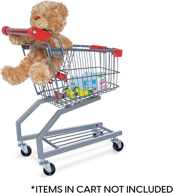 Milliard Toy Metal Shopping Cart - Supermarket Pretend Play Grocery Cart for Kids and Toddlers