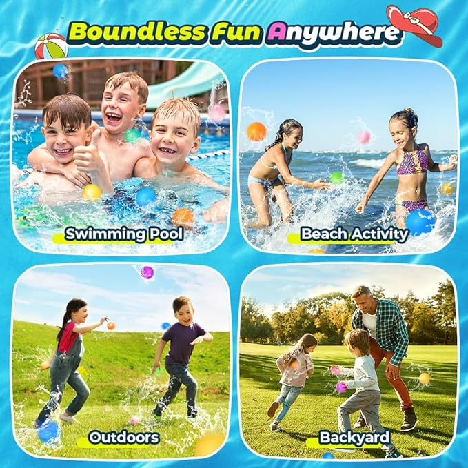 SOPPYCID 18Pcs Reusable Water Balloons for Kids, Pool Beach Water Toys for Boys and Girls, Outdoor Summer Toys for Kids Ages 3-12