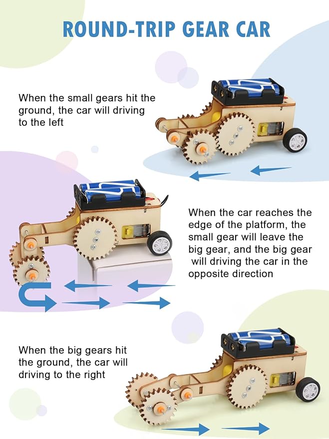 Poraxy STEM Model Car Kits, Toys for Boys Age 8-12, 5 in 1 Kids Wood Building Kit 8-10, 3D Wooden Puzzles, Educational Science Crafts Kits, Birthday Gifts for 8 9 10 11 12 13 14 Years Old Boys